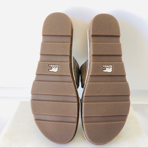 NWT Sorel Torpeda II xFree People Flat Sandal Slide Slip On Leather Greige - Picture 4 of 7